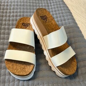 REEF White Cork Sandals